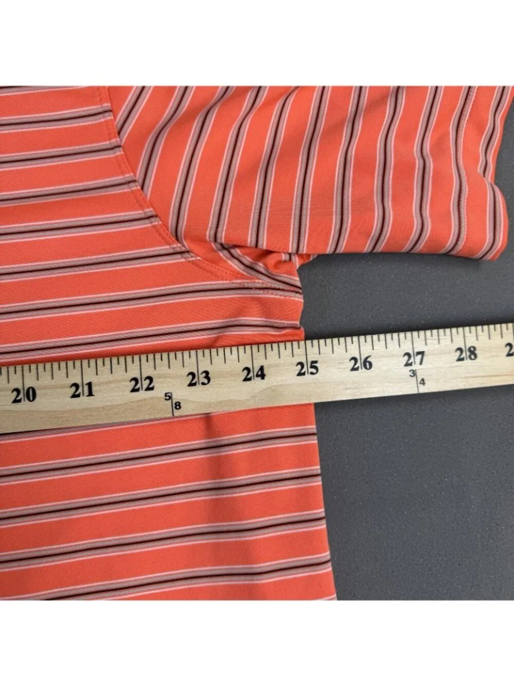 Nike Golf Polo Shirt Mens Size XL Orange Striped Dri-Fit Stretch Golf Summer